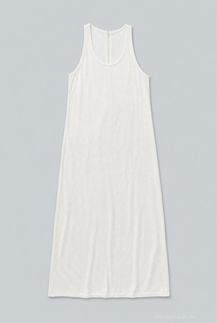 Scoop-Neck Sablé Dress - Macadamia - Dresses
