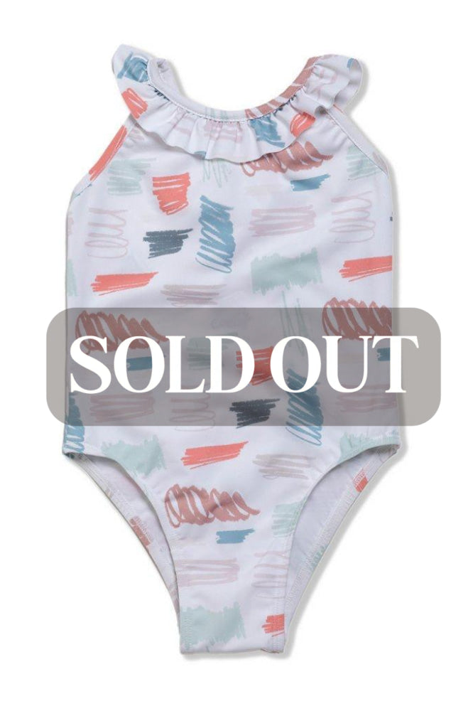 Scribble Girl Swimsuit - Natural / Scribble - One Piece Swim
