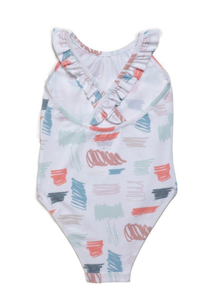 Scribble Girl Swimsuit - Natural / Scribble - One Piece Swim