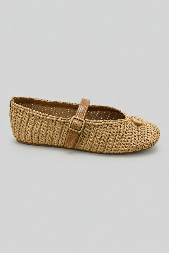 Sculpted C Mary Jane Flats - Natural Raffia - 6.5 - Mary Jane