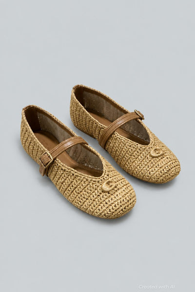Sculpted C Mary Jane Flats - Natural Raffia - 6.5 - Mary Jane