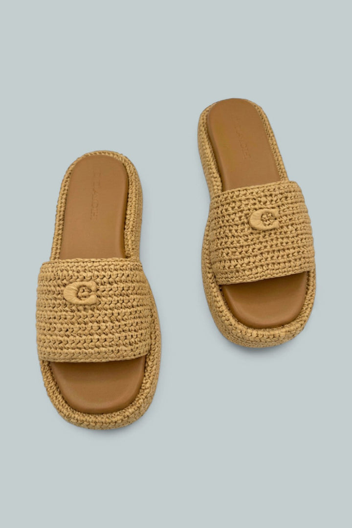 Sculpted C Raffia Flatfom Slide - Natural - 7.5 - Sandals