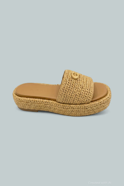 Sculpted C Raffia Flatfom Slide - Natural - 7.5 - Sandals