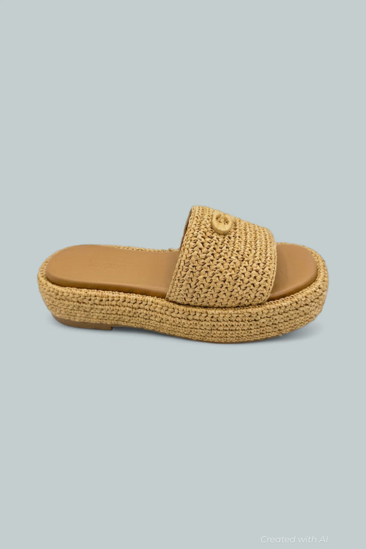 Sculpted C Raffia Flatfom Slide - Natural - 7.5 - Sandals