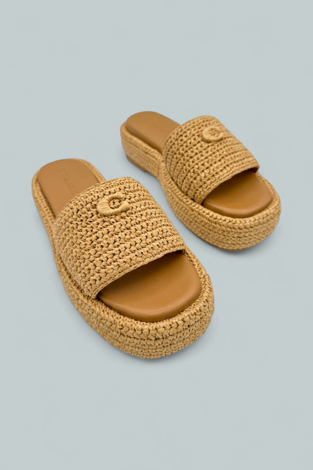 Sculpted C Raffia Flatfom Slide - Natural - 7.5 - Sandals