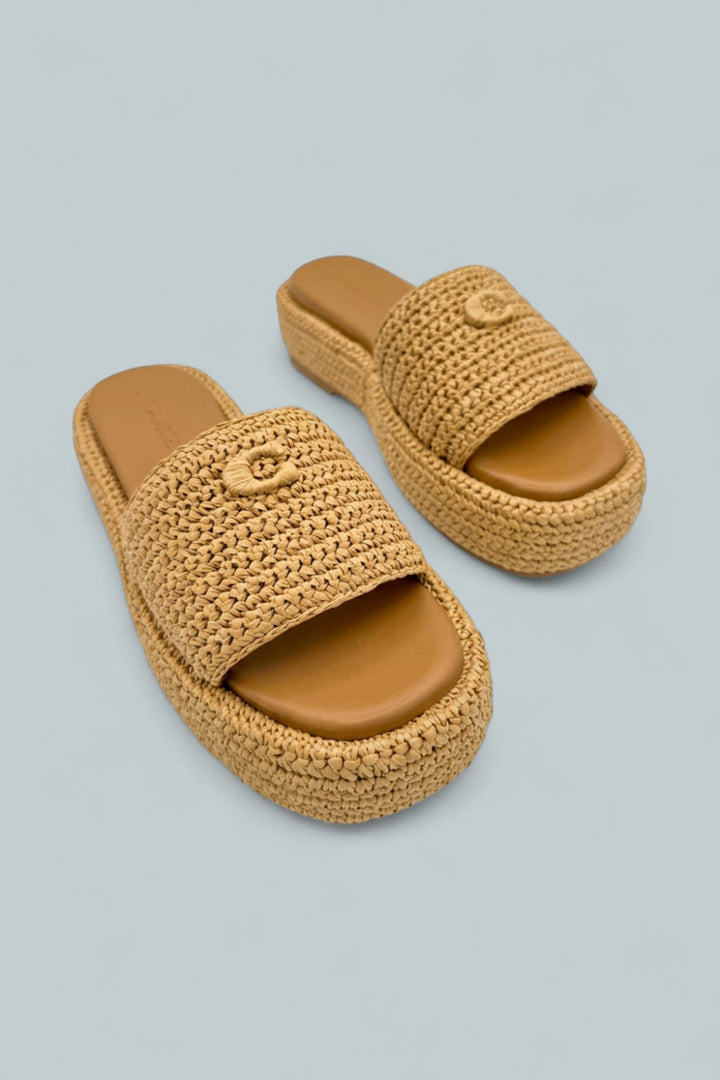 Sculpted C Raffia Flatfom Slide - Natural - 7.5 - Sandals
