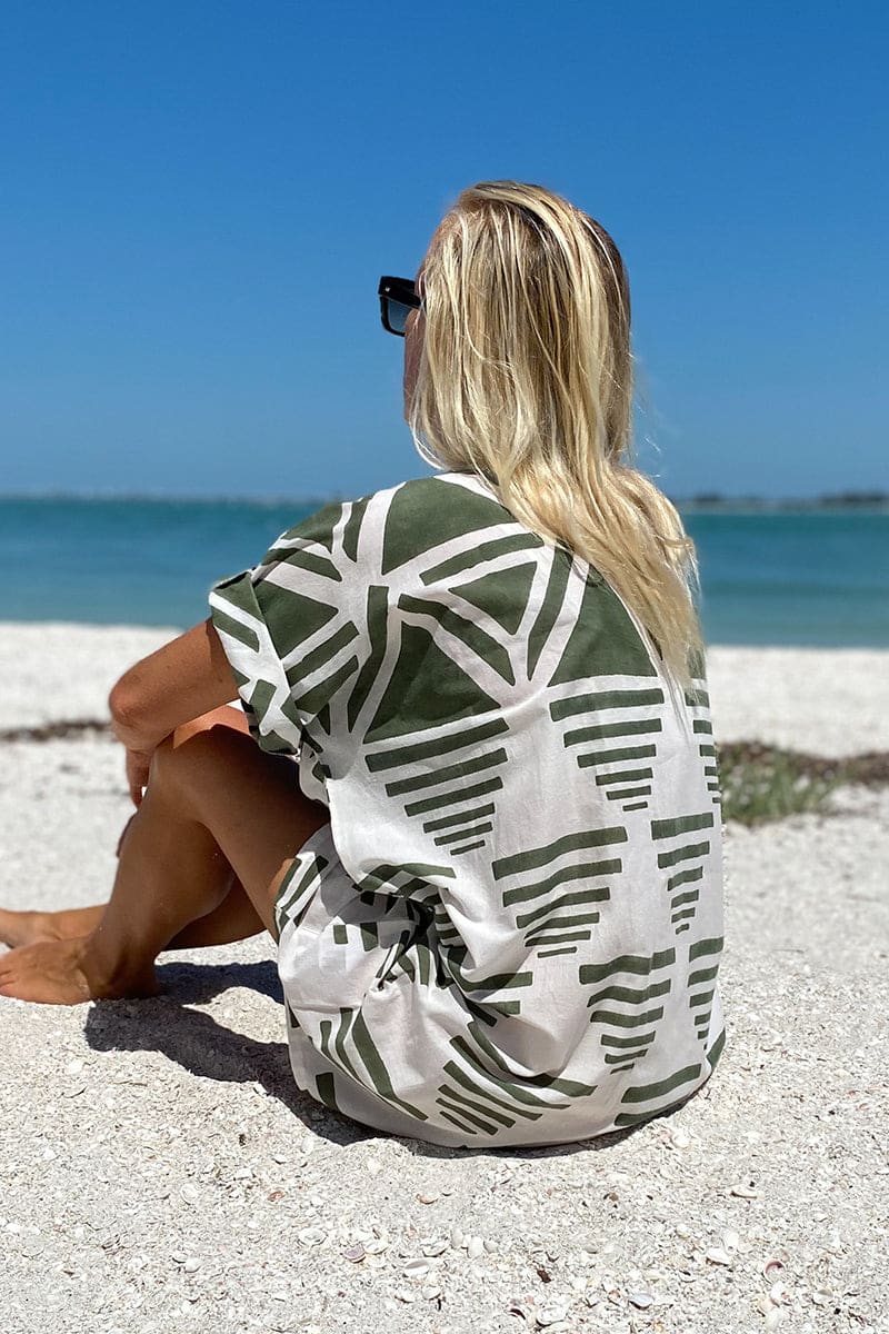Rise Caftan - Moss Linen Organic