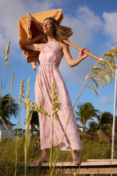 Raf Cross Back Maxi Dress - Pink Paisley