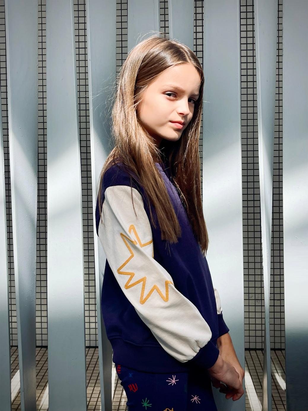 Recycled Cotton Shapes Kid Sweatshirt - Blue Ribbon/natural