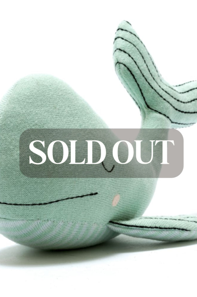 Sea Green Whale Plush Toy - Sea Green / 100% Organic Cotton - ’Stuffed Animal - Baby Kids Adult’
