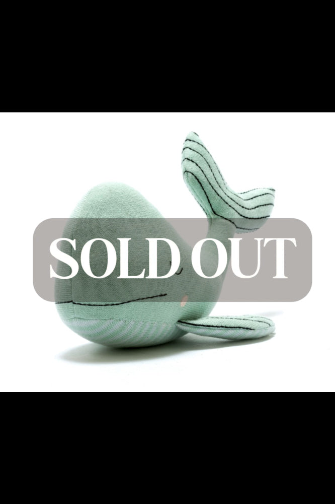 Sea Green Whale Plush Toy - Sea Green / 100% Organic Cotton - ’Stuffed Animal - Baby Kids Adult’