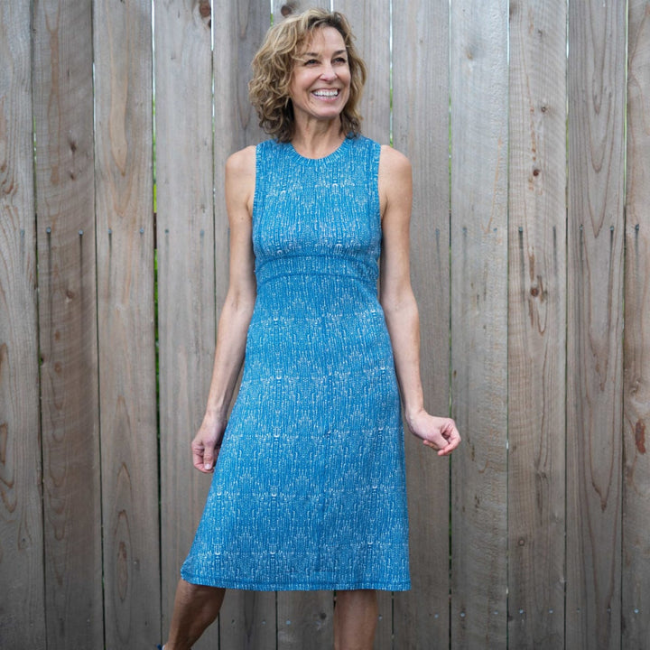 Seamed Bodice Dress - Indigo Drops - Dresses