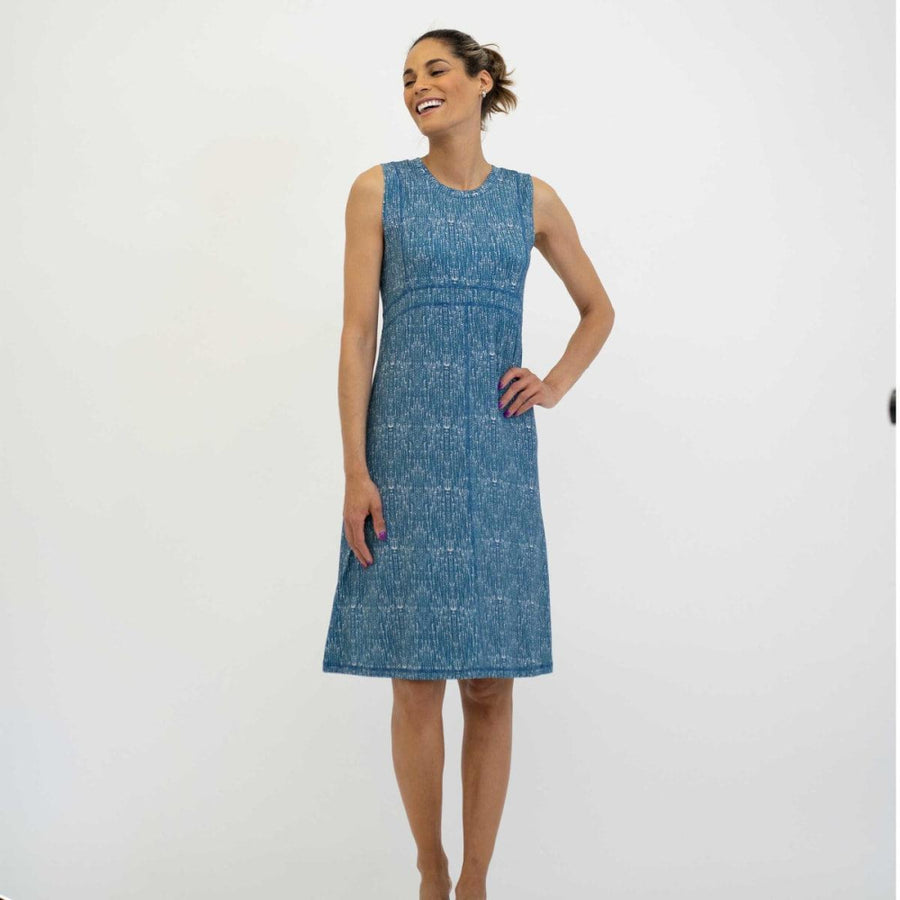 Seamed Bodice Dress - Indigo Drops - Dresses