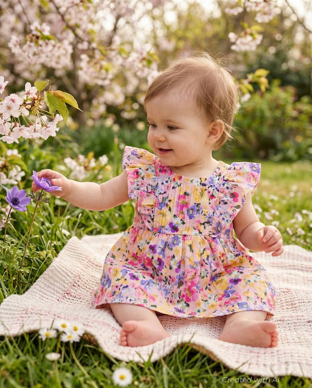 Seersucker floral baby dress - Unique - Dresses