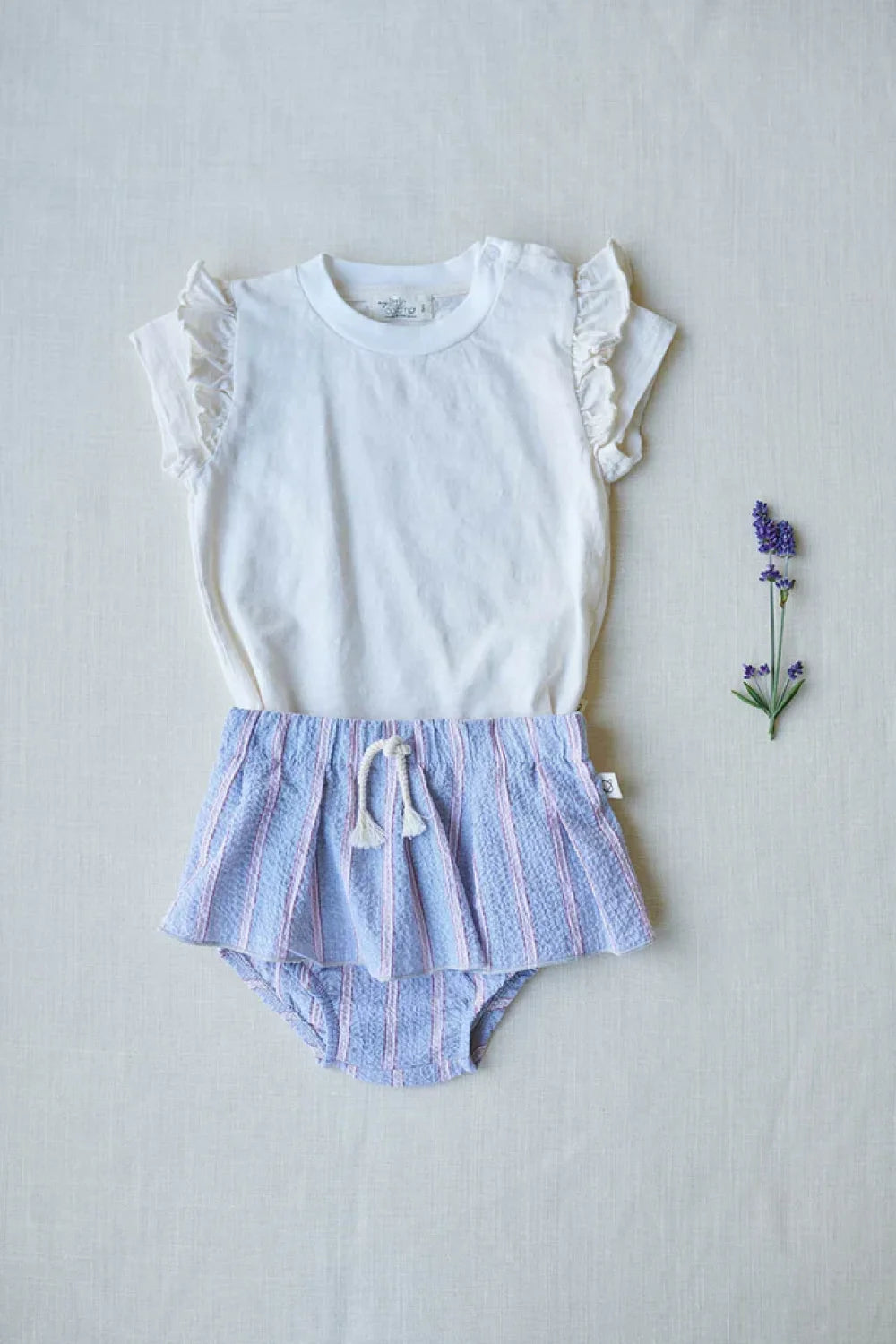 Seersucker stripe baby bloomers - 6M - Bloomer