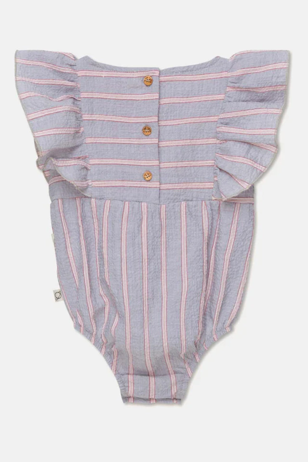 Seersucker stripe ruffle baby romper - 6M - romper - baby