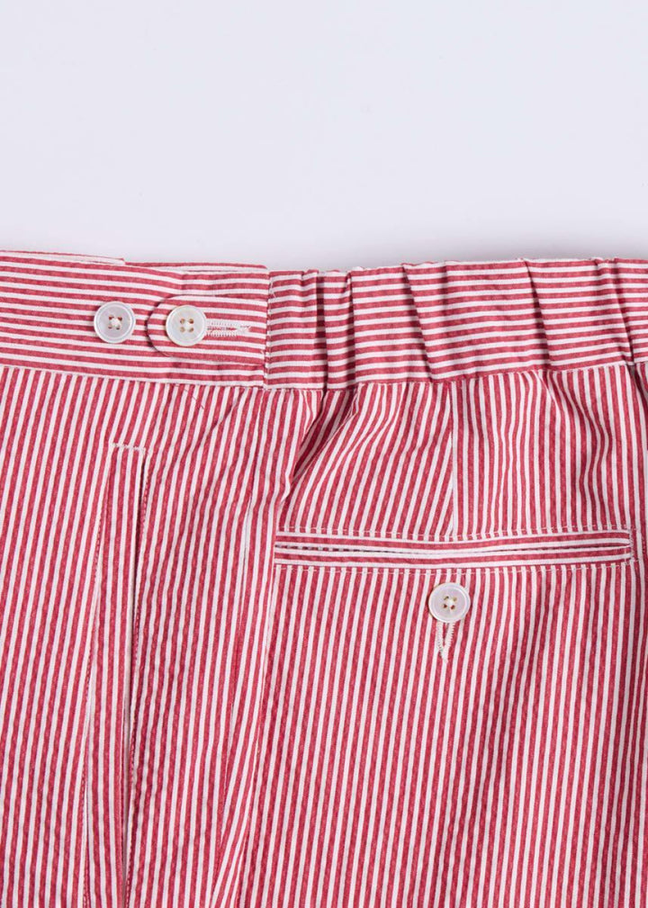 Seersucker Trouser - Red - Pants