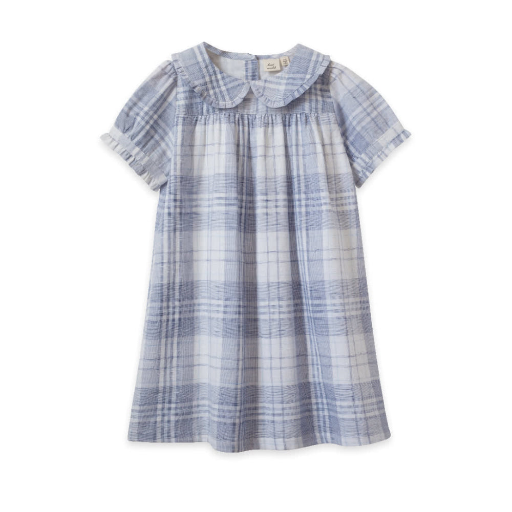 Selah Dress - Blue-slub Check - Dresses