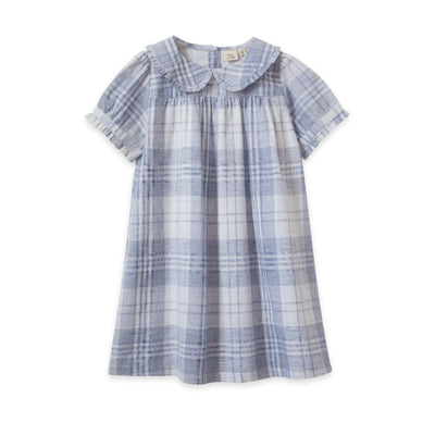 Selah Dress - Blue-slub Check - Dresses