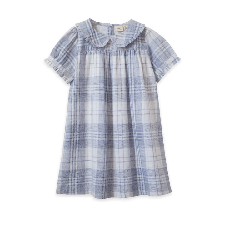 Selah Dress - Blue-slub Check - Dresses