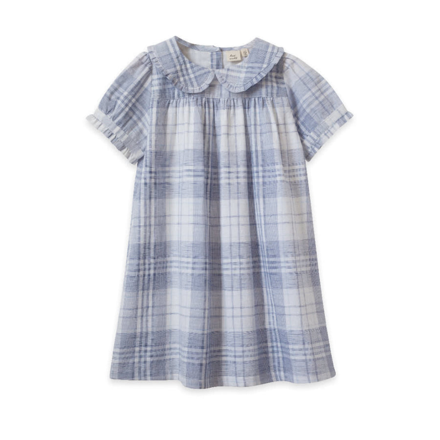 Selah Dress - Blue-slub Check - Dresses