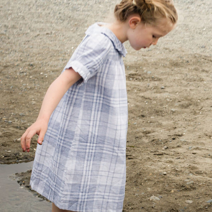 Selah Dress - Blue-slub Check - Dresses