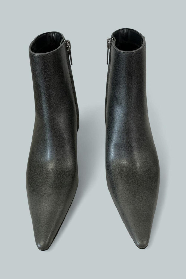 Selina Burnished Leather Ankle Boot - Grey - US 6 - Boots