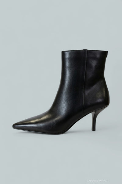 Selina Leather Ankle Boot - Black - US 7 - Bootie