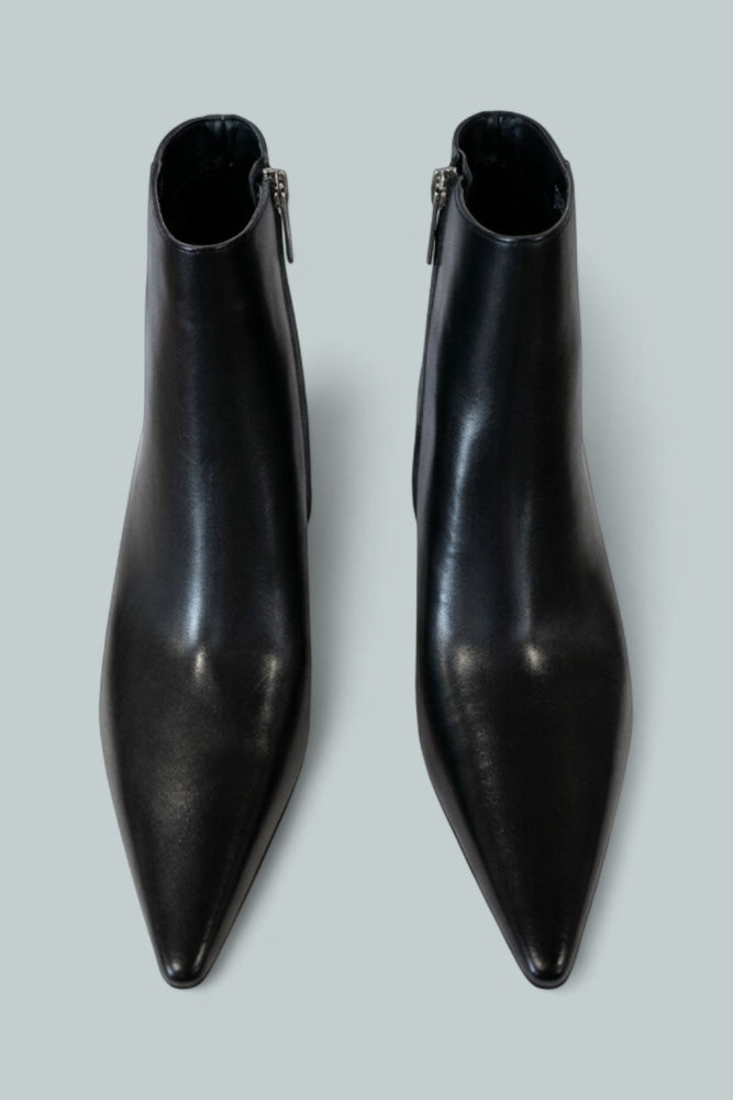Selina Leather Ankle Boot - Black - US 7 - Bootie