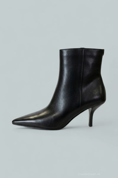 Selina Leather Ankle Boot - Black - US 7 - Bootie