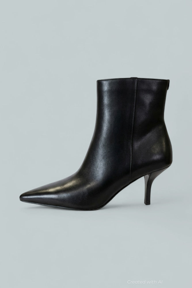 Selina Leather Ankle Boot - Black - US 7 - Bootie
