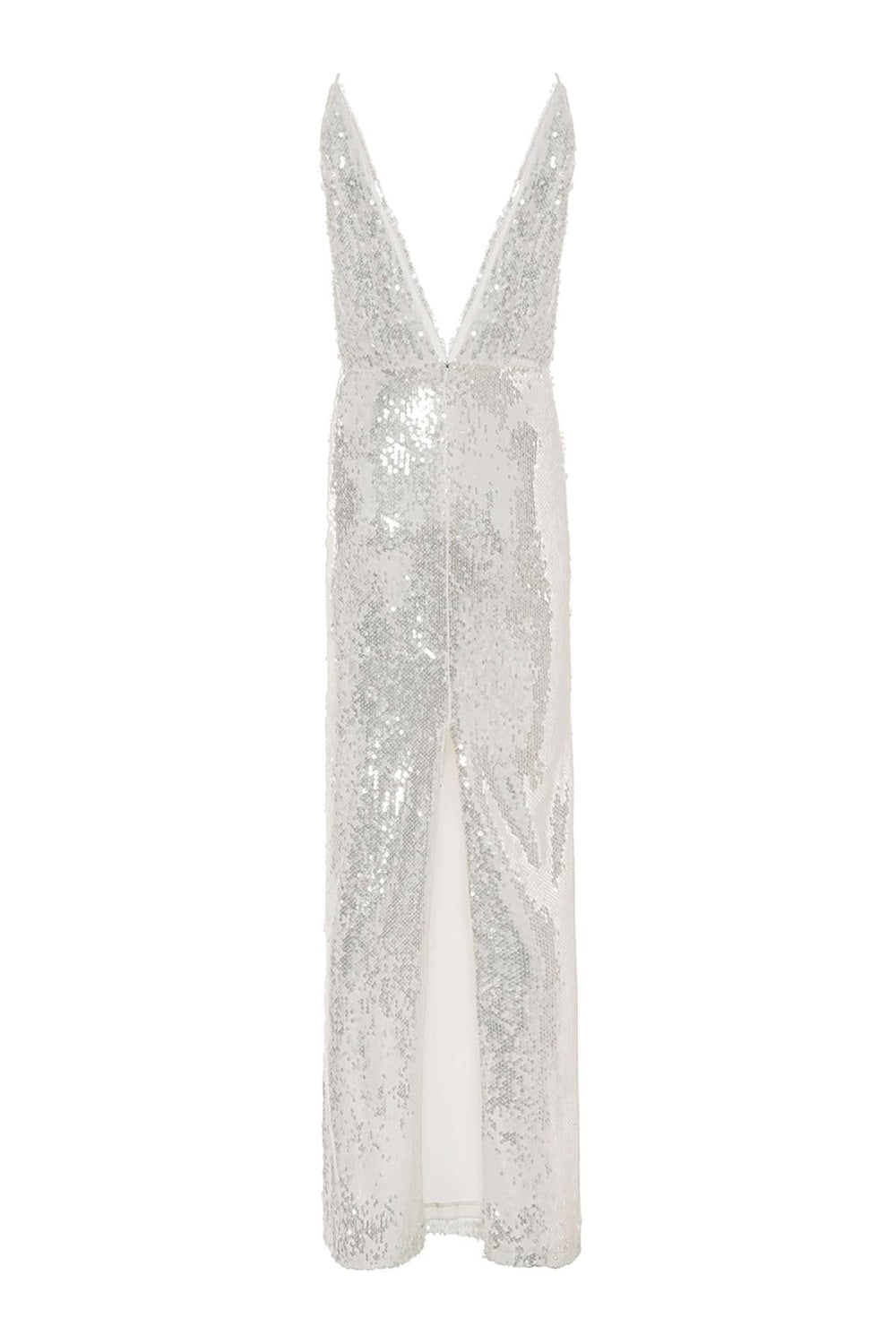 Sequined Thin Strap Long Dress - off-white - Dresses