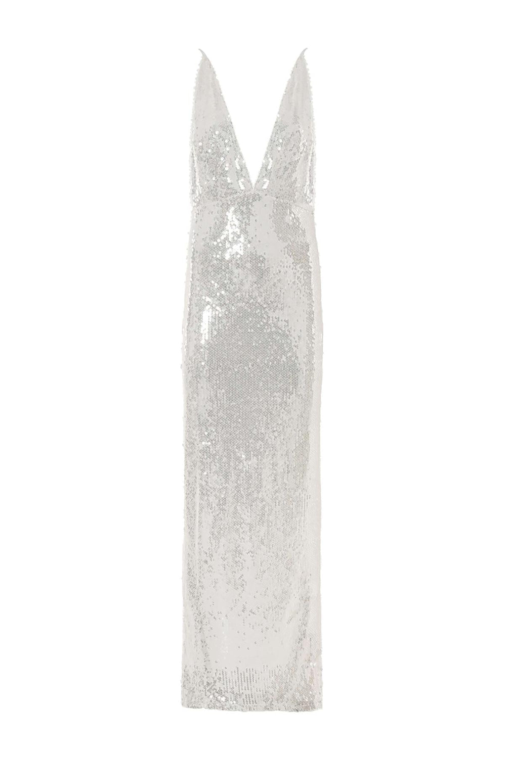 Sequined Thin Strap Long Dress - off-white - Dresses
