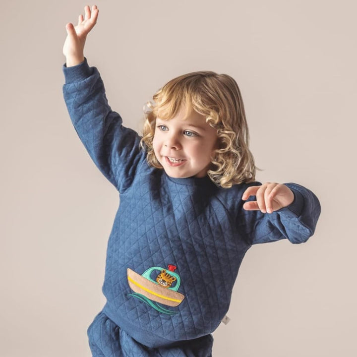 Set Sail Quilted Sweatshirt - Blue - Crewneck Sweatshirt