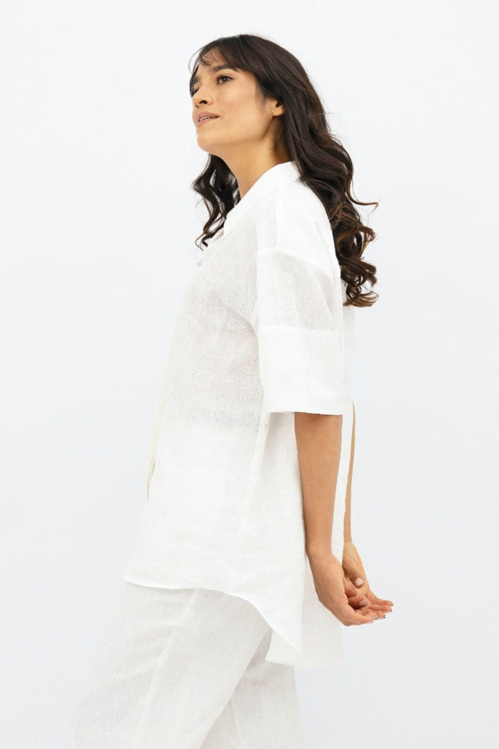 Seville Short Sleeves Shirt - Porcelain - XS - Button Down Shirt