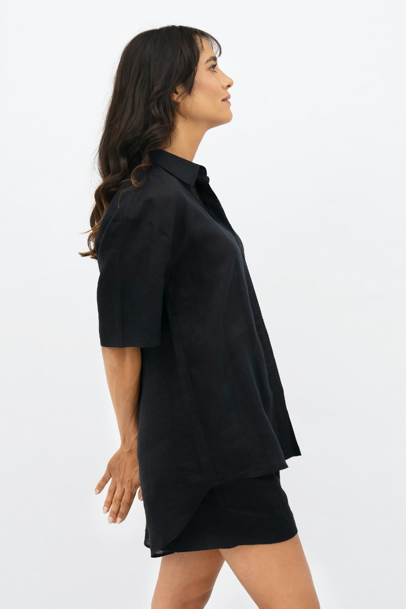 Seville Short Sleeves Shirt - Licorice Black