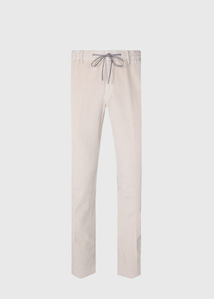 Cotton & Silk Garment Dyed Trouser - Ivory