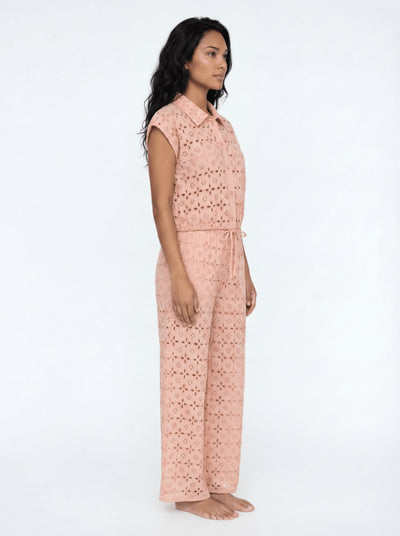 Beth Cotton Eyelet Pant - Blush