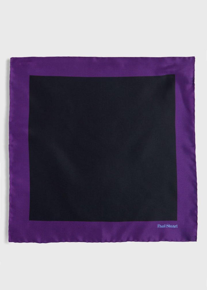 Printed Silk Color Block Pocket Square - Purple