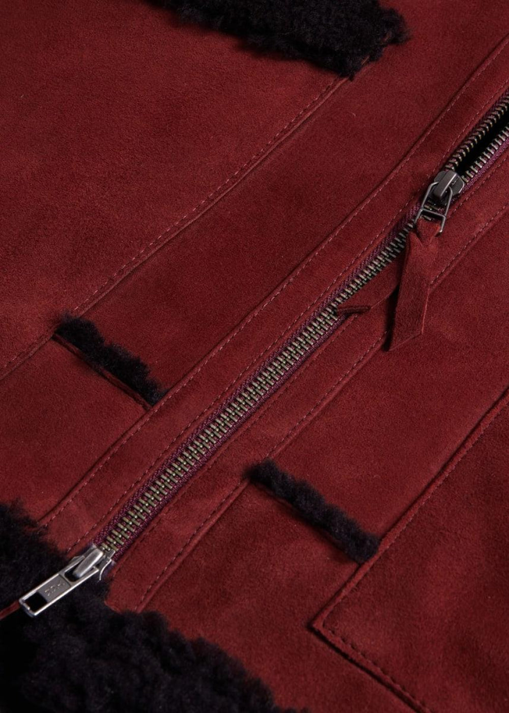Shearling Bomber Jacket - Burgundy - Jacket