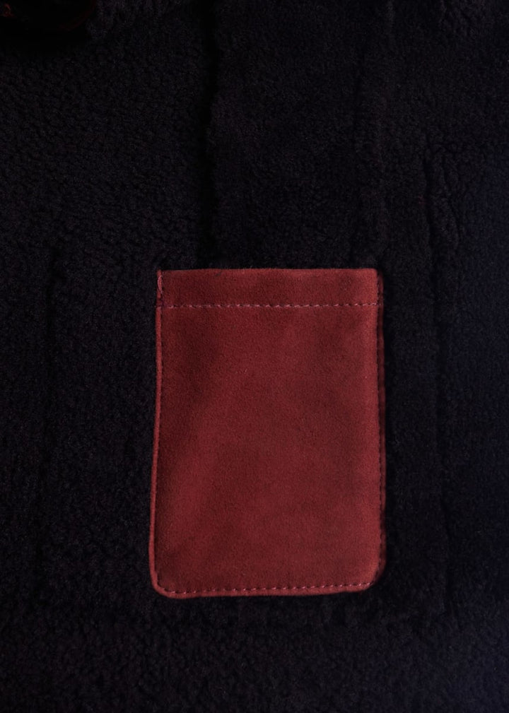 Shearling Bomber Jacket - Burgundy - Jacket