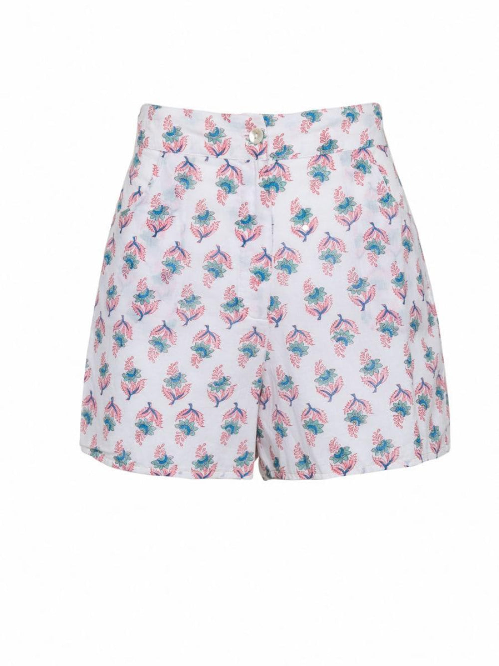 Shela Shorts - Tiny Lotus Pink Teal - Shorts
