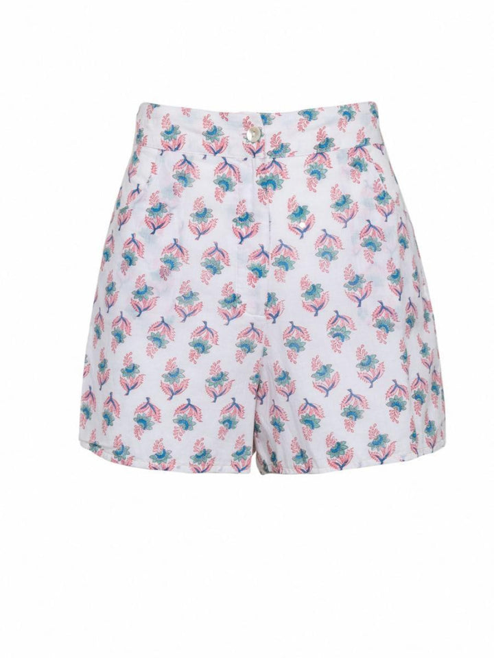 Shela Shorts - Tiny Lotus Pink Teal - Shorts