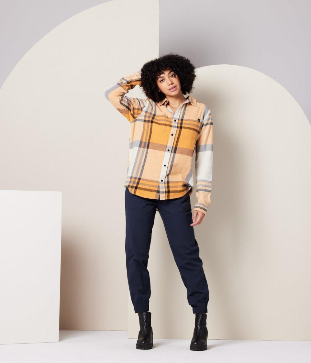 Shiloh Unisex Flannel - Apricot Plaid - Button Down Shirt