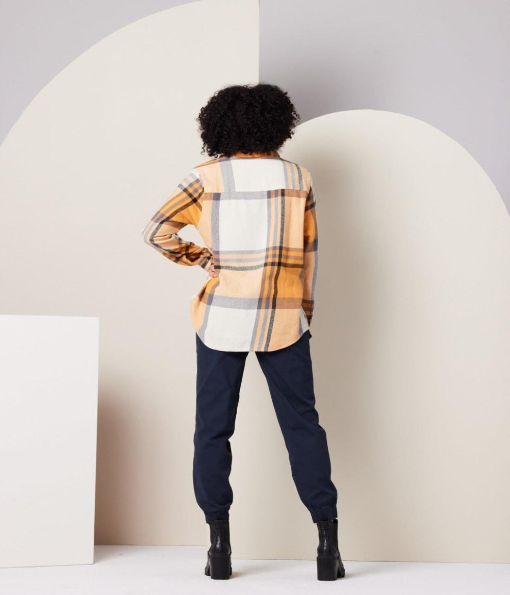 Shiloh Unisex Flannel - Apricot Plaid - Button Down Shirt