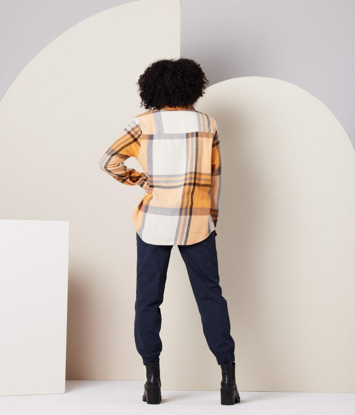 Shiloh Unisex Flannel - Apricot Plaid - Button Down Shirt