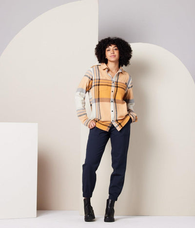 Shiloh Unisex Flannel - Apricot Plaid - Button Down Shirt