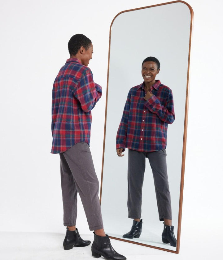 Shiloh Unisex Flannel - Dark Blue/Maroon - Button Down Shirt