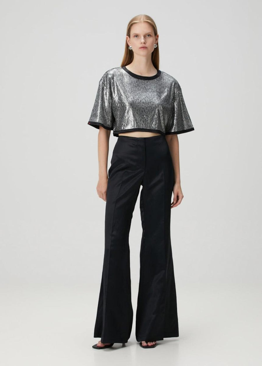 Shiny Woven Pant - Black - Pants