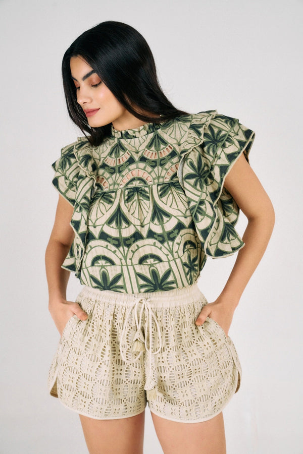 Chloe Cutwork Short - Butter Cream